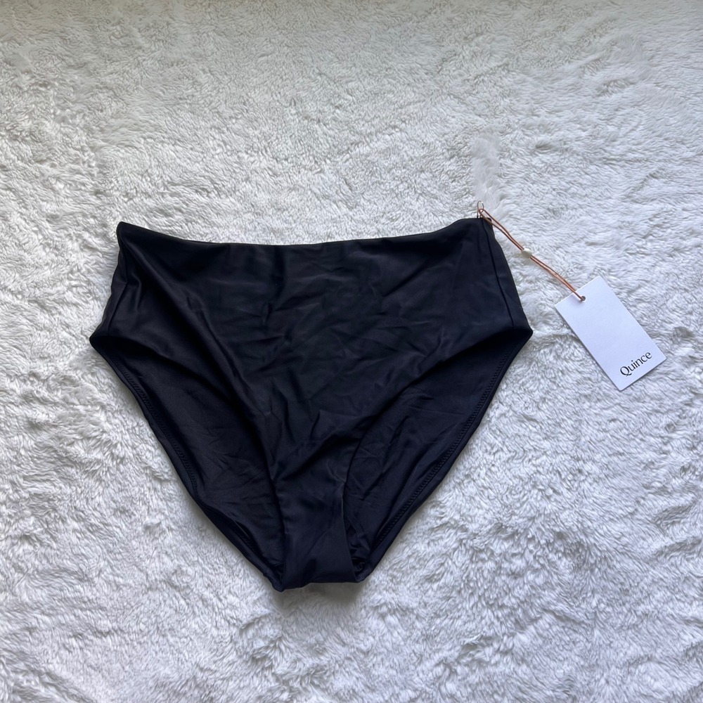 Quince Womens Black High Waisted Recycled Bikini Bottom ATG001 Size Medium NWT M